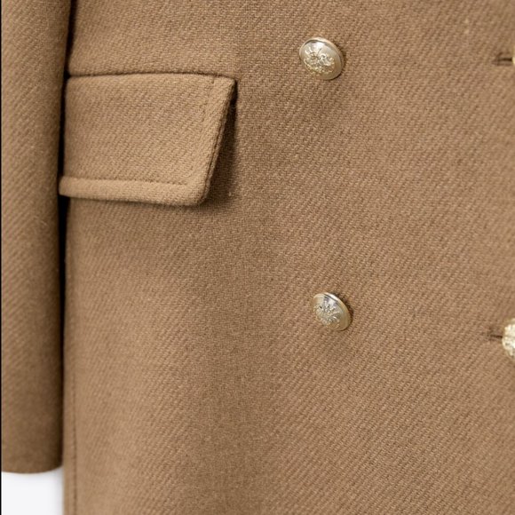 Zara Double Breasted Wool Blend Coat - Picture 7 of 8
